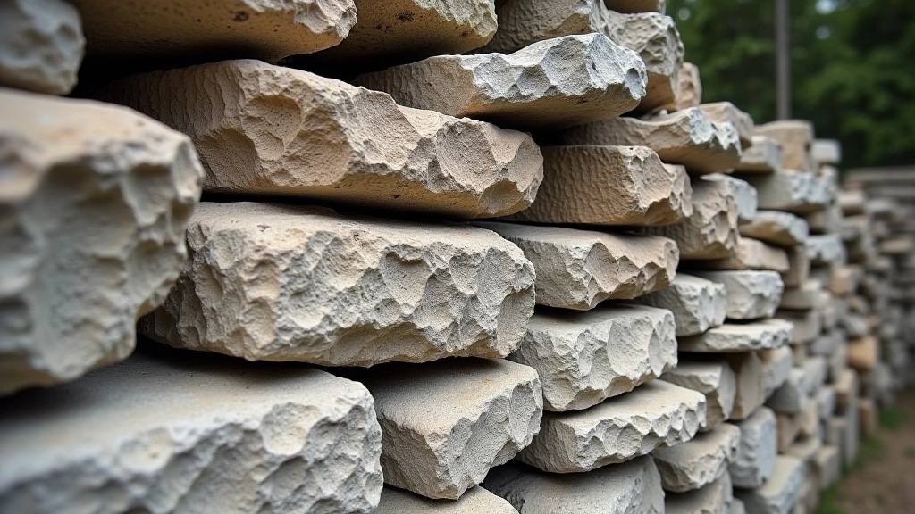 Detalus akmeninės mūro darbų pavyzdys, rodantys tradicinį klojimą be cemento